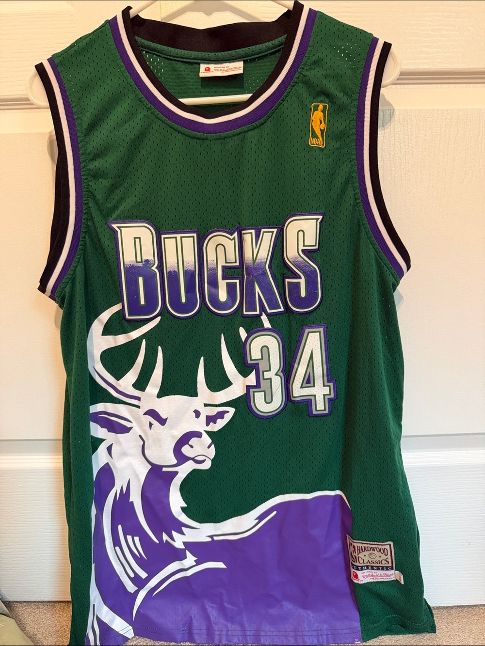 Milwaukee Bucks #34 Green Basketball Jersey Large Mitchell & Ness Ray Allen